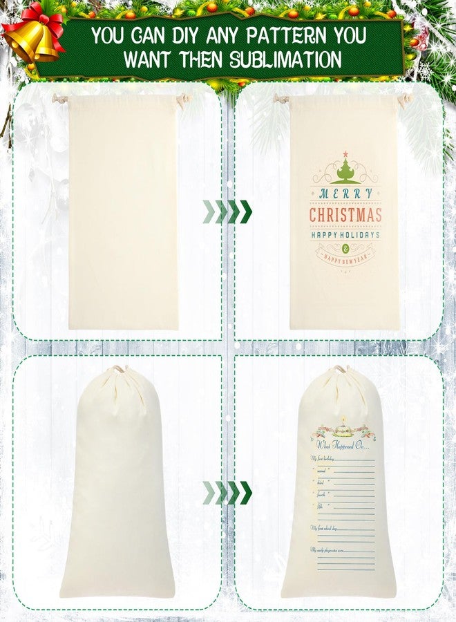Clysee 6 Pcs Extra Large Santa Sublimation, 43.3 × 27.5 Inch Blank Christmas Huge Sacks Drawstring Christmas Gift Bag DIY Xmas Canvas Cotton Sack for Xmas Gift Sublimation Drawstring Bag - Image 5